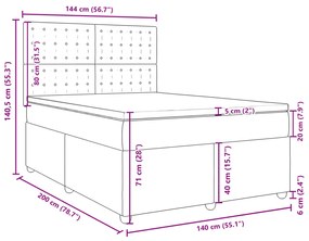 Κρεβάτι Boxspring με Στρώμα Σκούρο Καφέ 140x200 εκ Υφασμάτινο - Καφέ