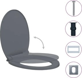 vidaXL Κάλυμμα Λεκάνης με Soft Close &amp;amp; Quick Release Οβάλ Γκρι