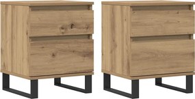 vidaXL Κομοδίνα 2 τεμ. τεχνίτης Δρυς 40 x 35 x 50 εκ. από Επεξεργ Ξύλο