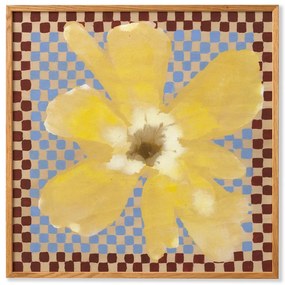 Πόστερ Flower With Checks 03 - Κίτρινο Μπλε Σκούρο Καφέ 50 x 50 PAPER COLLECTIVE