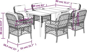 vidaXL Σετ Τραπεζαρίας Κήπου 7 τεμ. Μικτό Μπεζ Συνθ. Ρατάν &amp; Μαξιλάρια