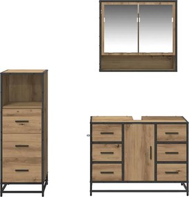 vidaXL Σετ Επίπλων Μπάνιου 3 pcs Artisan Oak Επεξεργασμένο ξύλο