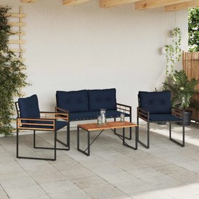 vidaXL Σετ Εξωτερικών Επίπλων με μαξιλάρι 4 pcs Ναυτικό μπλε