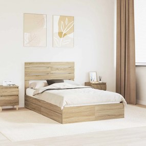 vidaXL Κρεβάτι Αποθήκης Δρύς Sonoma 135 x 190 cm Επεξεργασμένο ξύλο
