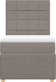 vidaXL Κρεβάτι Boxspring με Στρώμα Taupe 90x190 εκ.Υφασμάτινο
