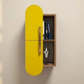 Ράφι Τοίχου Καρυδί / Κίτρινο OORO 35x22x60