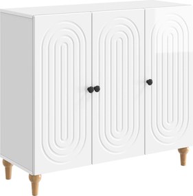 vidaXL Πλαϊνό γραφείο Γυαλιστερό Λευκό 89 x 34,5 x 80 εκ