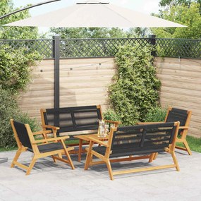vidaXL Κήπου Καρέκλες με Τραπέζι 5 pcs Μαύρο 90 x 45 x 40 cm