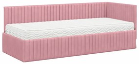 vidaXL Κρεβάτι γωνίας με στρώμα με κεφαλάρι 2 pcs Γκρι Βελούδο