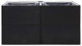 vidaXL Ζαρντινιέρα Κήπου Μαύρη 157 x 80 x 80 εκ. από Συνθετικό Ρατάν