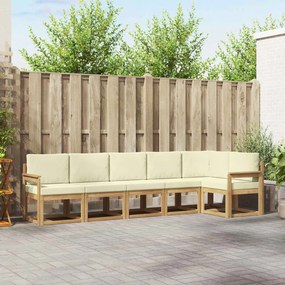 vidaXL Σειρά Καναπέ Εξωτερικού 6 pcs Λευκό και Κρεμ Πολυεστέρας