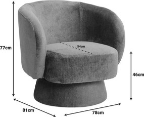Πολυθρόνα περιστρεφόμενη Kreslo ύφασμα σε ανθρακί απόχρωση 78x81x77εκ 78x81x77 εκ.