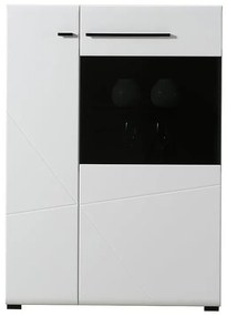 Βιτρίνα Trentino 2K VS1 Λευκό - Μαύρο - Λευκή Λάκα 87,5x35x124 εκ. 87.5x35x124 εκ.