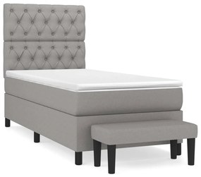 vidaXL Κρεβάτι Boxspring με Στρώμα Ανοιχτό Γκρι 80x200 εκ. Υφασμάτινο