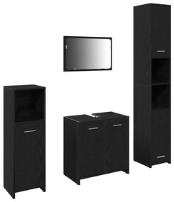 vidaXL Σετ Επίπλων Μπάνιου 4 pcs Μαύρη Οξυά 30 x 30 x 183.5 εκ.