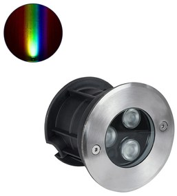 GloboStar UNDERGROUND-FANI S-90981 Χωνευτό Φωτιστικό Σποτ Δαπέδου LED 12W 1020lm 60° DC 24V Αδιάβροχο IP68 Φ10 x Υ7.5cm RGBW DMX512 - Ανοξείδωτο Ατσάλι - S-90981