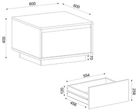 Τραπεζάκι σαλονιού Pura Megapap χρώμα sapphire oak 60x60x40εκ.