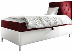Κρεβάτι continental Baltimore 171, Μονόκλινο, Continental, Κόκκινο, 80x200, Οικολογικό δέρμα, Ταπισερί, Τάβλες για Κρεβάτι, 82x208x115cm, 61 kg