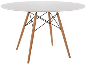 ΤΡΑΠΕΖΙ MINIMAL ΣΤΡΟΓΓΥΛΟ HM8454.01 MDF ΣΕ ΛΕΥΚΟ-ΠΟΔΙΑ ΟΞΙΑΣ ΣΕ ΦΥΣΙΚΟ Φ120Χ75Υεκ.