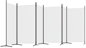 Διαχωριστικό Δωματίου με 6 Πάνελ Λευκό 520 x 180 εκ. από Ύφασμα - Λευκό