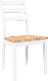 vidaXL Καρέκλες τραπεζαρίας 2 τεμάχια Λευκό μασίφ ξύλο καουτσούκ