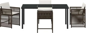 vidaXL Σέτ φαγητού για κήπο 5 pcs Καφέ συνθετικό ρατάν