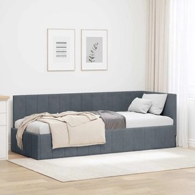 vidaXL Κρεβάτι Γωνίας με κεφαλάρι Σκούρο γκρι 80 x 200 cm Βελούδο