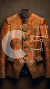 Intra Συλλεκτικό Ξύλινο Παζλ Plywood 4mm - Κομψό καφέ δερμάτινο μπουφάν με φλοράλ στάμπα Σε Ξύλινο Κουτί - Διαστάσεις Puzzle: 10x10 cm – 25 κομμάτια