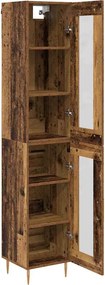 vidaXL Highboard 2 pcs Παλιό Ξύλο Γυαλί
