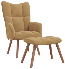 vidaXL Πολυθρόνα Relax Καφέ Βελούδινη με Σκαμπό