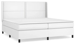 vidaXL Κρεβάτι Boxspring με Στρώμα Λευκό 200x200 εκ. Συνθετικό Δέρμα