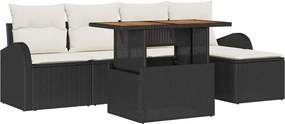 vidaXL Σετ Καναπέ Κήπου με μαξιλάρι 6 pcs Μαύρο και κρεμ