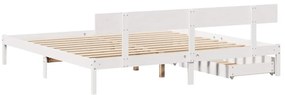 vidaXL Σκελετός Κρεβ. Χωρίς Στρώμα Λευκό 180x200 εκ Μασίφ Πεύκο