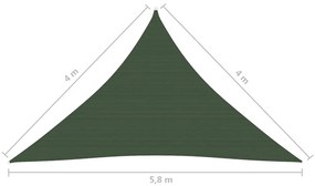Πανί Σκίασης Σκούρο Πράσινο 4 x 4 x 5,8 μ. από HDPE 160 γρ./μ² - Πράσινο