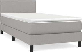vidaXL Κρεβάτι Boxspring με Στρώμα Ανοιχτό Γκρι 80x200 εκ. Υφασμάτινο