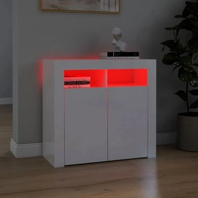 vidaXL Ντουλάπι με LED Γυαλιστερό Λευκό 80 x 35 x 75 εκ.