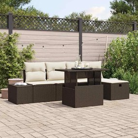 vidaXL Σετ Καναπέ Κήπου Ρυθμιζόμενο ύψος 6 pcs Καφέ συνθετικό ρατάν