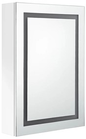Καθρέφτης Μπάνιου με Ντουλάπι &amp; LED Λαμπερό Λευκό 50x13x70 εκ. - Λευκό