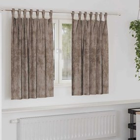 vidaXL Κουρτίνα με κουρτίνες 2 pcs Καπουτσίνο 140 x 140 cm Βελούδο