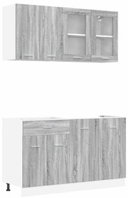 vidaXL Σετ ντουλαπιών κουζίνας 4 pcs Γκρι sonoma 140 x 46 x 81.5 εκ