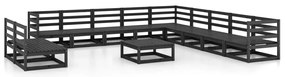 vidaXL Σαλόνι Κήπου Σετ 12 Τεμαχίων Μαύρο από Μασίφ Ξύλο Πεύκου