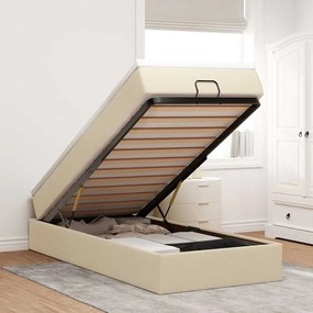 vidaXL Οθωμανικό κρεβάτι με στρώμα Cream 100x200cm ύφασμα