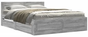 vidaXL Πλαίσιο Κρεβατιού με Κεφαλάρι Γκρι Sonoma 140x190εκ. Επεξ. Ξύλο
