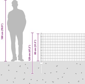 vidaXL Συρματόπλεγμα Περίφραξης με Πάσσαλο 25 x 0,8 m
