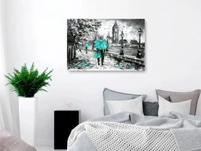 Πίνακας - Walk in London (1 Part) Wide Turquoise - 120x80