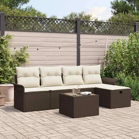 vidaXL Σετ Καναπέ Κήπου 6 pcs Καφέ και κρεμ 251 x 117 x 85 εκ.