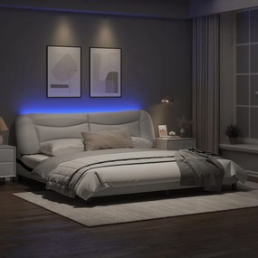 vidaXL Πλαίσιο Κρεβατιού με LED Λευκό/Μαύρο 200x200εκ. Συνθετικό Δέρμα