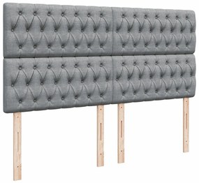 Κρεβάτι Boxspring με Στρώμα Ανοιχτό Γκρι 180x200 εκ. Υφασμάτινο - Γκρι