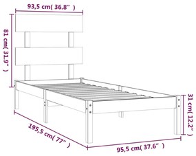 vidaXL Πλαίσιο Κρεβατιού Καφέ Μελί 90 x 190 εκ. Μασίφ Ξύλο 3FT6 Single