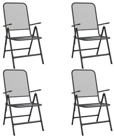 Καρέκλες Κήπου Πτυσσόμ. 4 τεμ. Ανθρακί Εκτετ. Μεταλλικό Πλέγμα - Ανθρακί